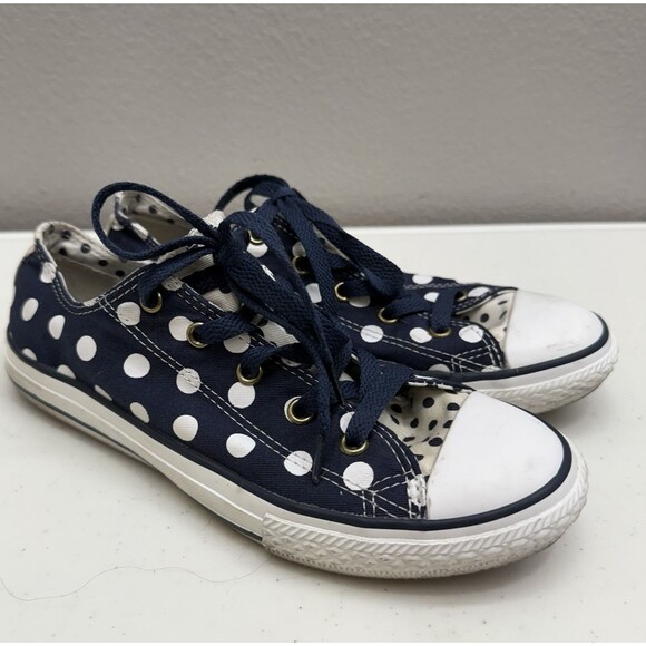 Converse Size 4 All-Star Navy White Polka Dots Canvas Sneakers Shoes Unisex - Picture 8 of 8